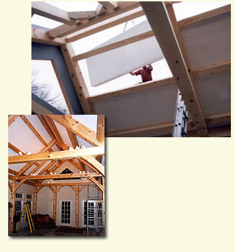 Timber framing - stress skin insulated panels clad the exterior