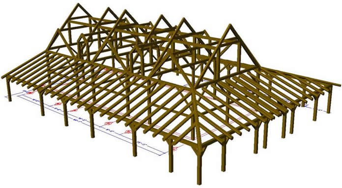 3D Model of the Timber Frameincluding the porch