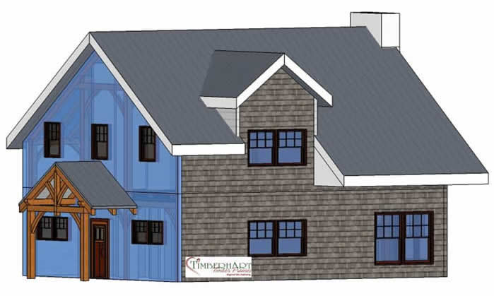 3D Model of the Timber Frame with Roof and Walls