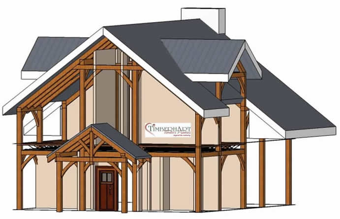 3D Model with walls removed showing Timber Frame