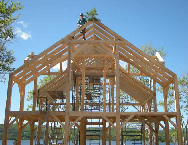 Completed Raising of the Spruce Timber Frame