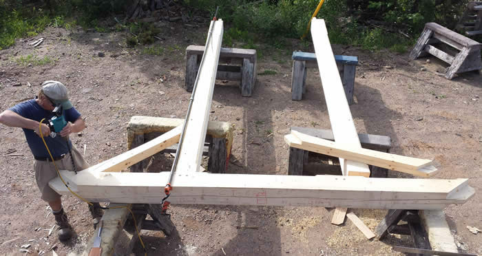 Dan drilling holes for the prefit of the Collar Tie and post