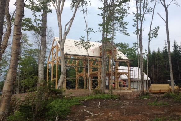 Different view of the completed install of the Spruce Timber Frame