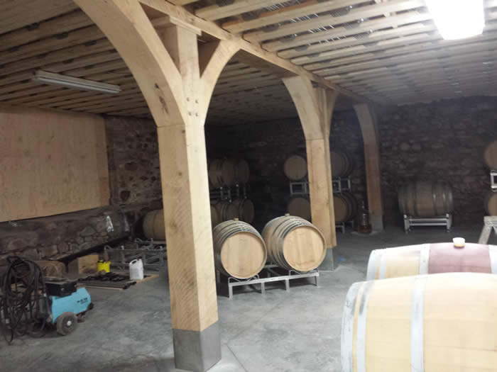 Inside the Heritage Timber frame showing the barrels