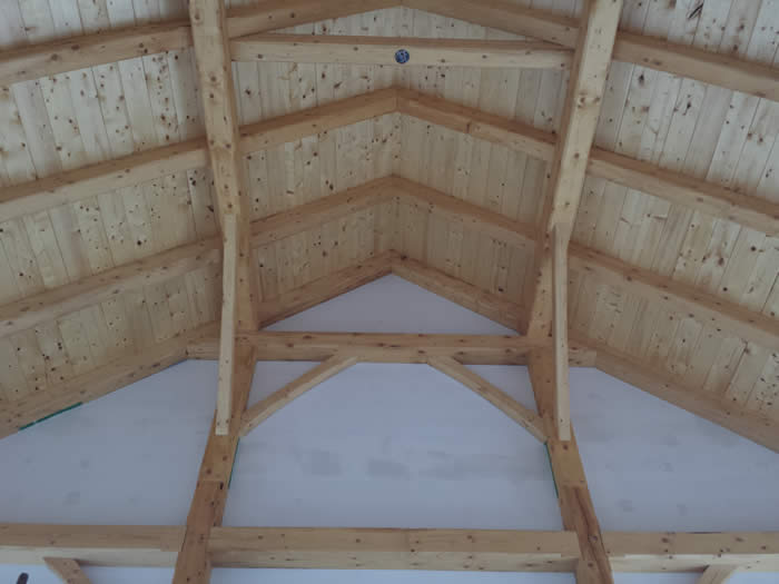 Install of the Spruce Ceiling Trusses
