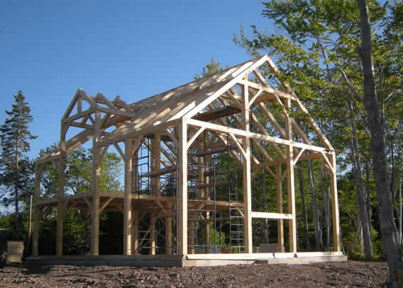 Install of the Spruce Timber Frame