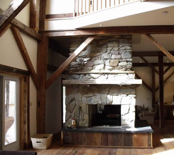 Mantle in the Heritage timber frame