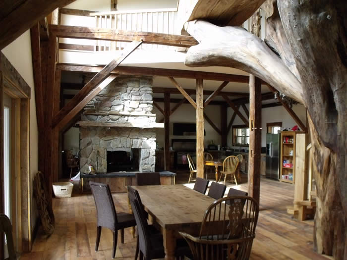 Reclaimed Heritage timber frame great room