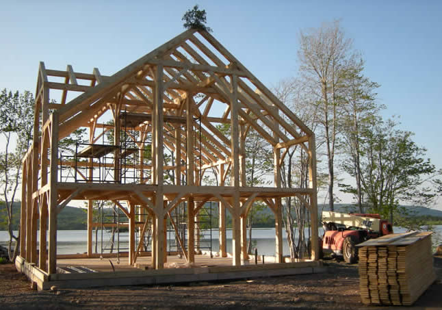 Spruce Timber Frame Completely installed