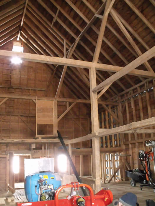 The heritage timber frame barn before the work
