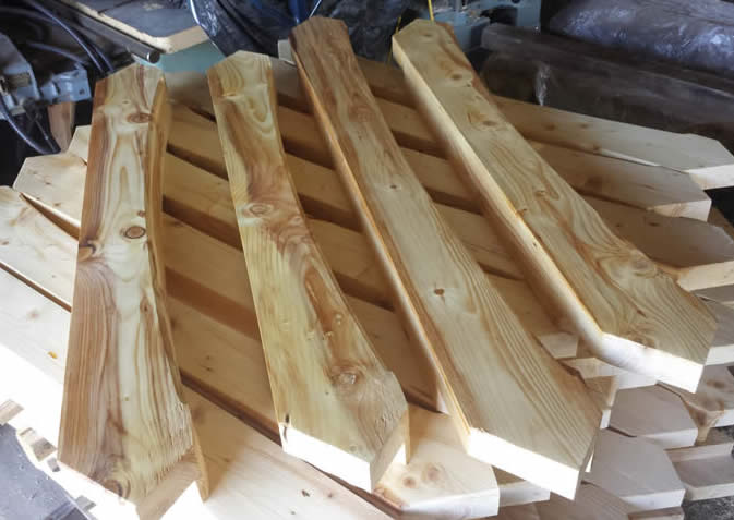 Timber Frame Braces in the shop Oiled