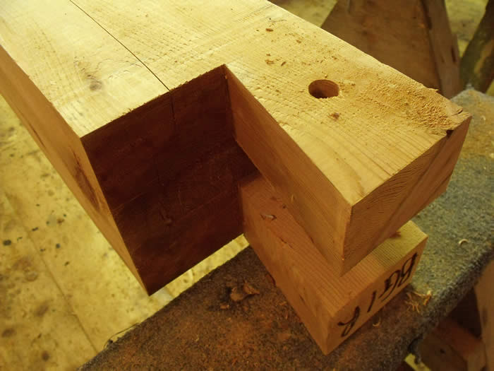 Cedar Half lap dovetail scarf joint