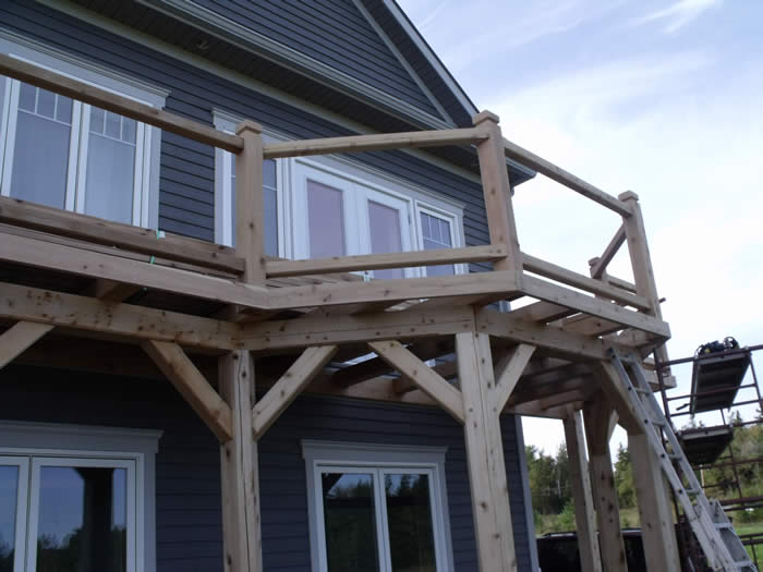 The posts of the cedar deck