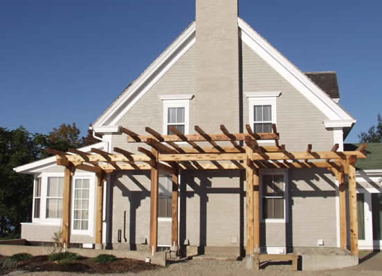 Front view of the Timber Frame pergola