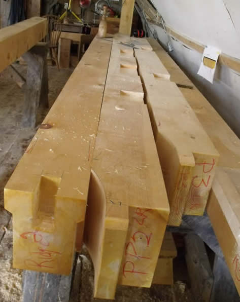 Pine timbers in the shop