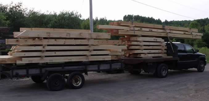 Pine timbers on truck ready to go