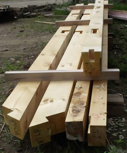 Pre cut pine timbers