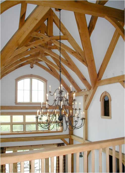 Scissor trusses with king post