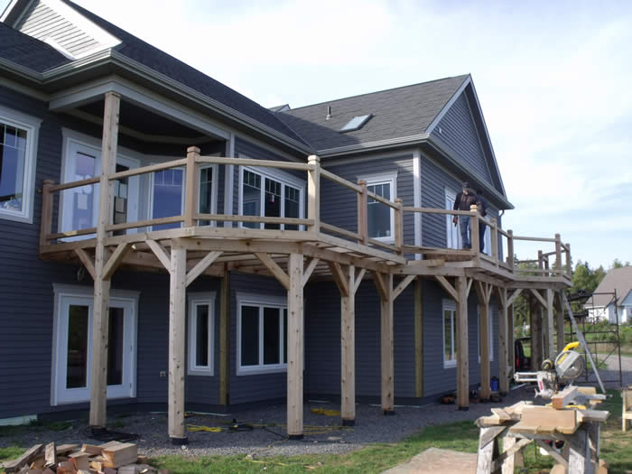 The install of the cedar deck