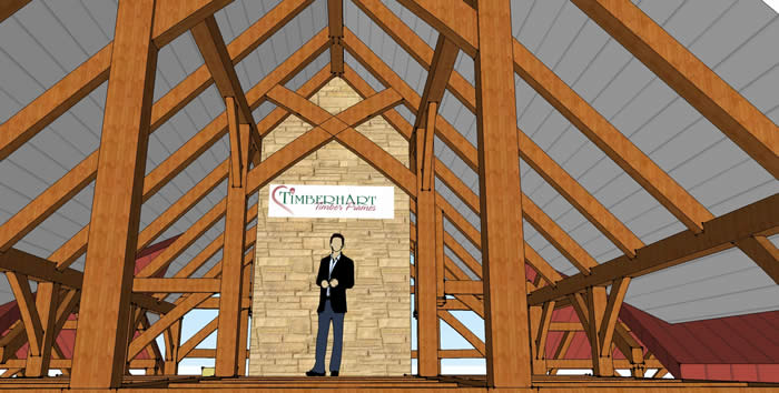Timber Frame Loft 3D model, prow timber frame