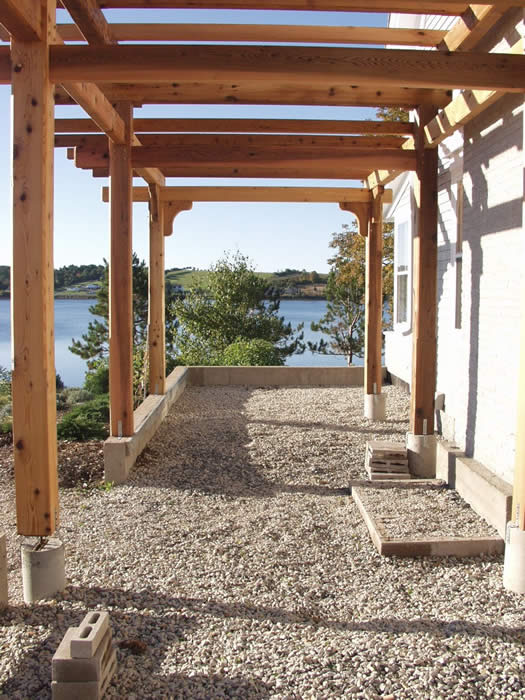 Timber Frame Pergola view of the water