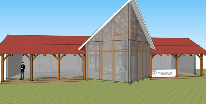 Timber Frame front with roof 3D model, prow