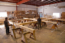 Timber frame in shop
