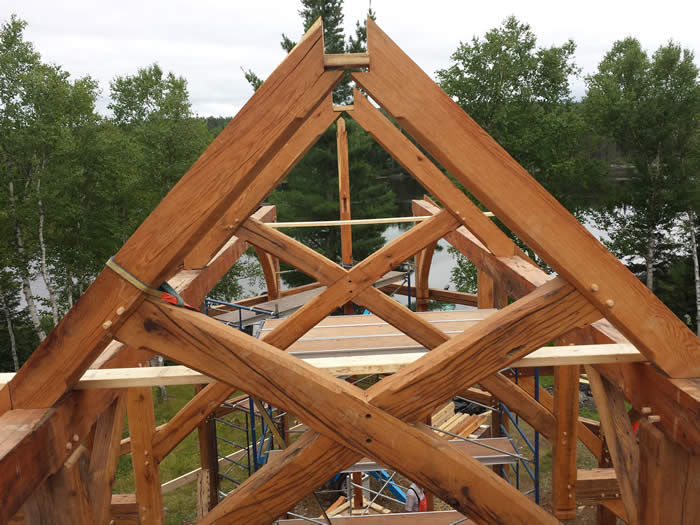 looking through the heritage timber frame prow
