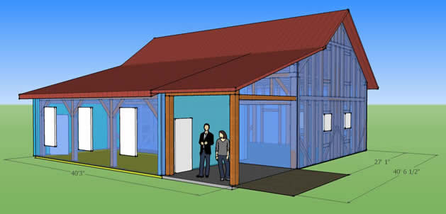 3D Timber Frame with Roof Example